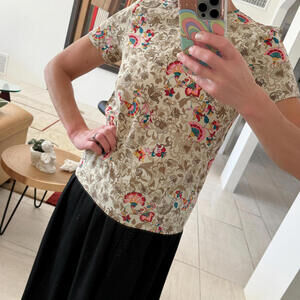 Vintage Claude Bennett Silk Blouse - Floral Print Size 4